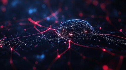 Digital Brain with Neural Connections and Gigapixel Lines in AI Art