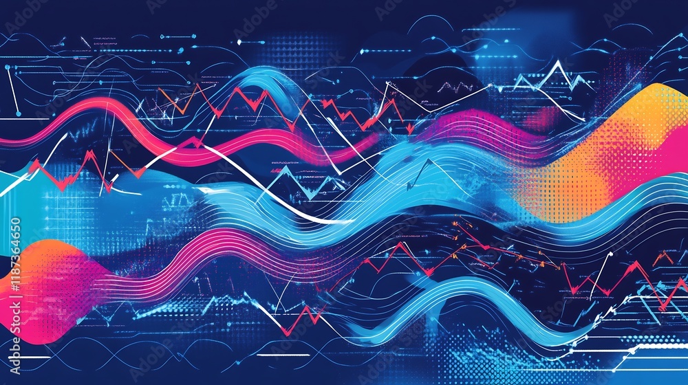 Fototapete Conceptual depiction of forecasting model featuring dynamic arrow flows geometric patterns symbolizing predictive analysis