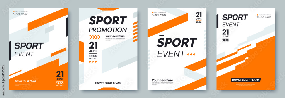 Poster sport event poster template. abstract geometric background with dynamic lines, shapes and place for 