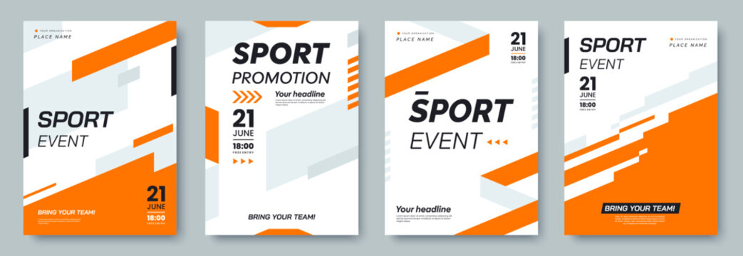 Sport Event poster template. Abstract geometric background with dynamic lines, shapes and place for text. Ideal for fitness, sport or eSports events invitation. Vector illustration.