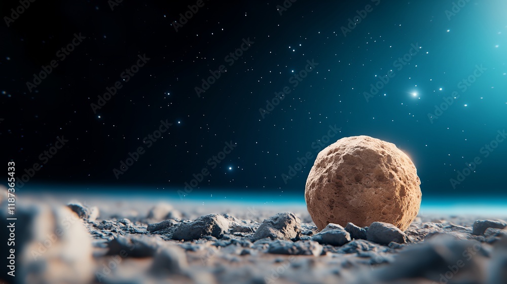 Poster small rock is on a rocky surface in the dark. the image has a moody and mysterious feel to it, as th