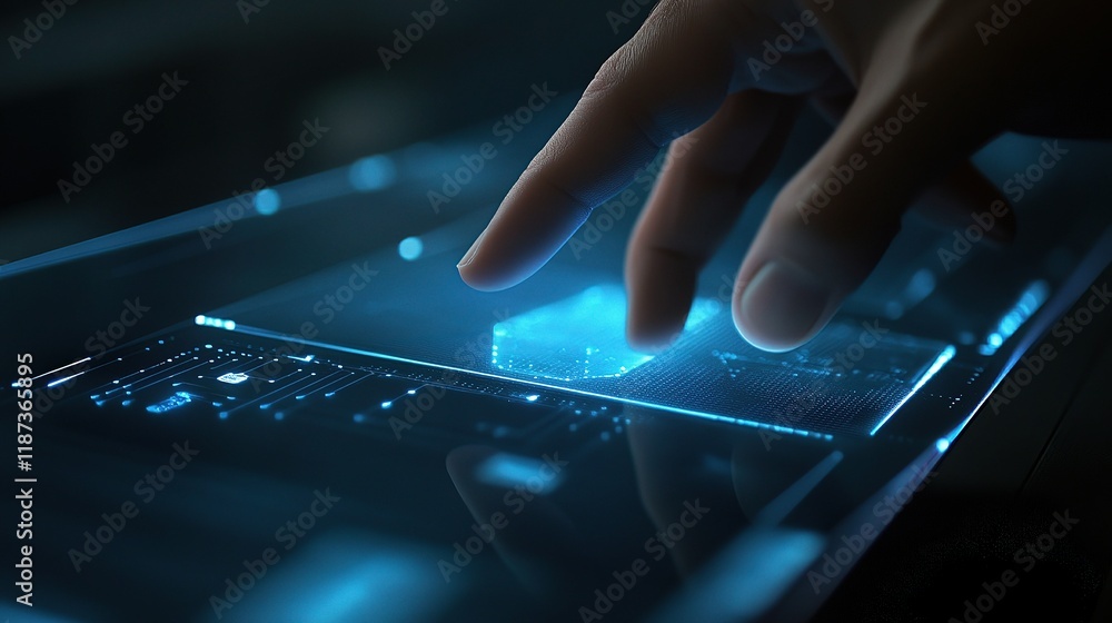 Poster futuristic touch interface technology display with sleek design