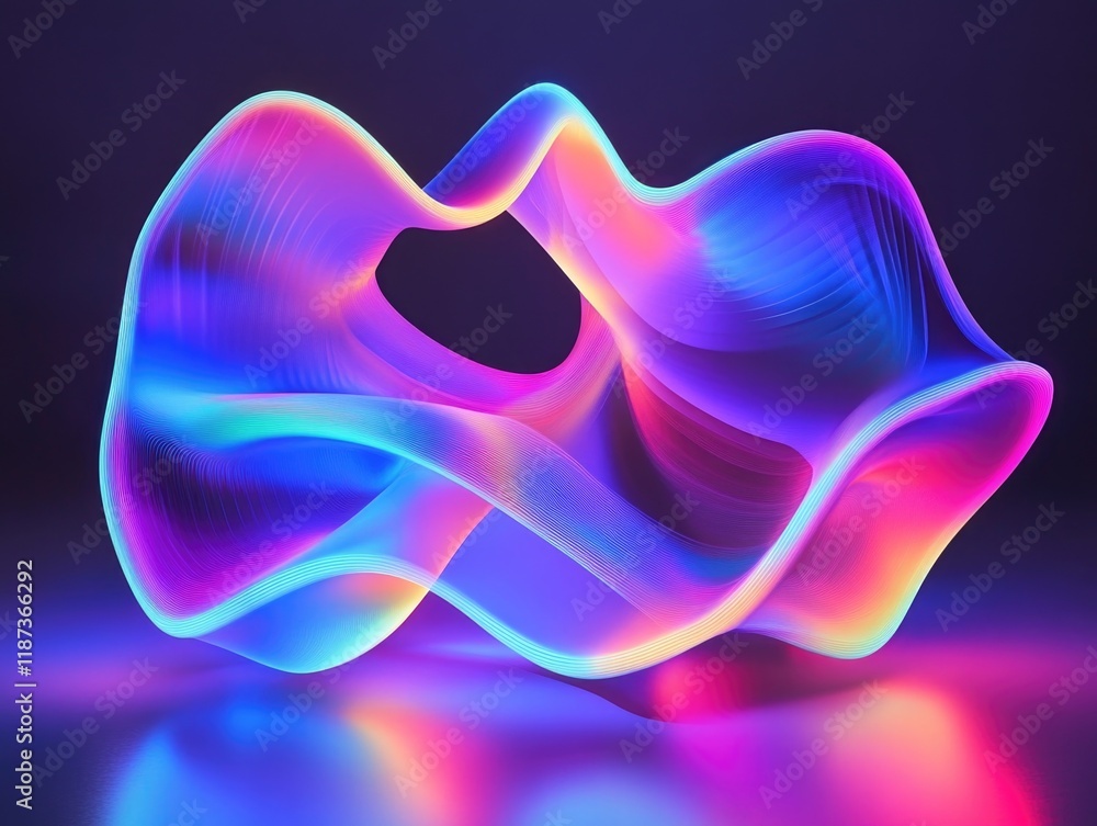 Poster colorful, abstract shape with a hole in the middle. the colors are bright and vibrant, creating a se