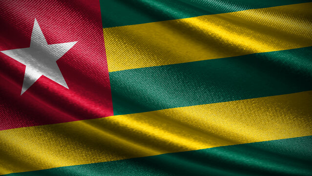 Togo flag with realistic silky wave texture