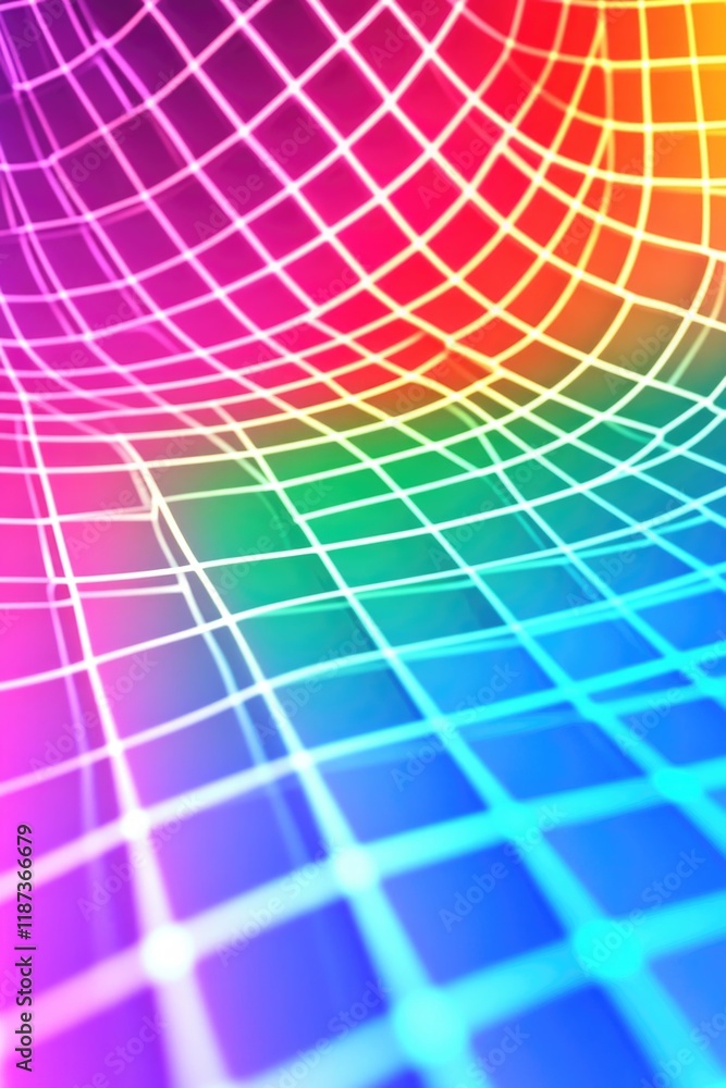 Poster colorful, abstract pattern of squares and lines. the colors are bright and vibrant, creating a sense