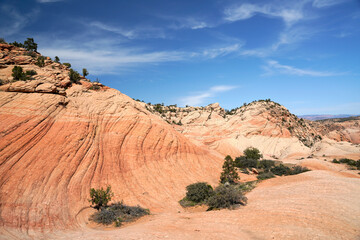 View over the beautiful mountains and swirls of Yant Flat in Utah