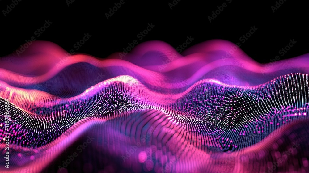 Aufkleber abstract 3d digital circuitry grid with flowing multicolored lines