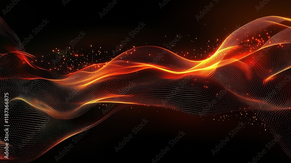 Aufkleber vibrant abstract technology waves with particles and dynamic lines