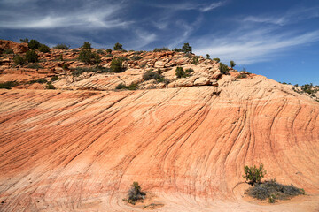 View over the beautiful mountains and swirls of Yant Flat in Utah