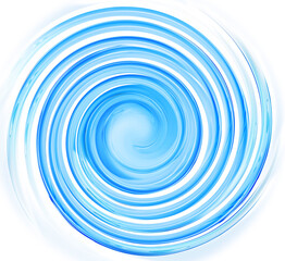 Blue water spiral on a white background. 3d rendering, 
