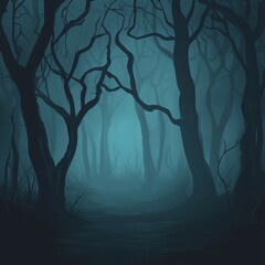 Naklejka premium Dark spooky forest background. Vector illustration. Eps 10 file.