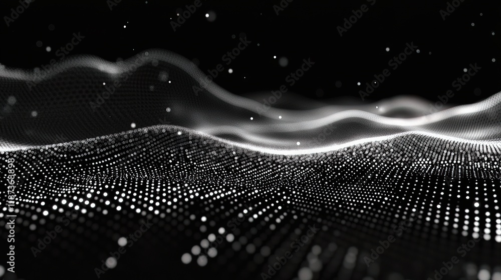 Poster abstract digital background with waves and network connections
