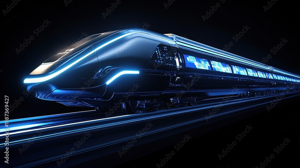 Poster high-speed monorail technology in tokyo with led display features