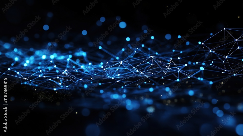 Poster abstract blue circuit board technology with dynamic lines