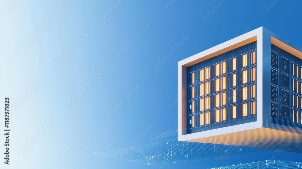 Poster modern architectural structure with futuristic design elements