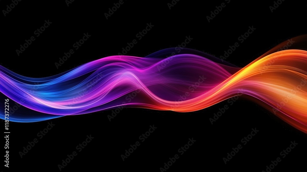 Poster bright abstract wave gradient lines in framed style design