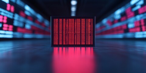 Futuristic Korean Stock Exchange with Cryptocurrency Data Displays