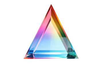 Vibrant glass prism refracting light in a studio setting with a clean backdrop showcasing colors and reflections