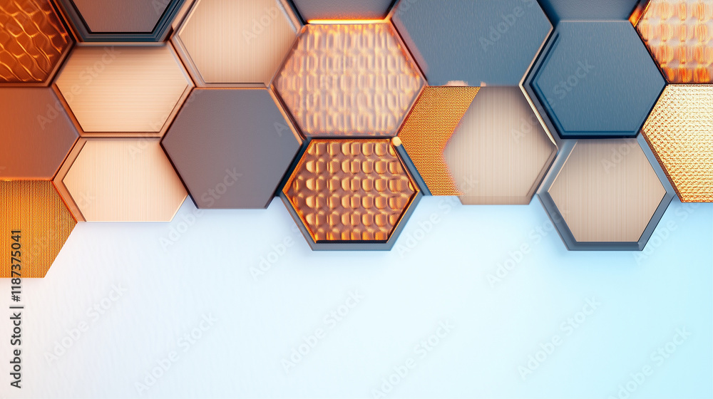 Poster hexagonal pattern graphic design elements in modern style with hexagon shapes and textures