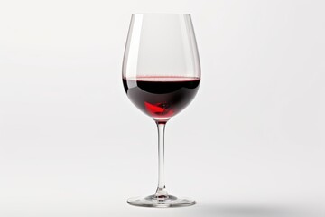 Elegant red wine glass filled with deep ruby wine sits on a neutral background celebrating the art of fine dining