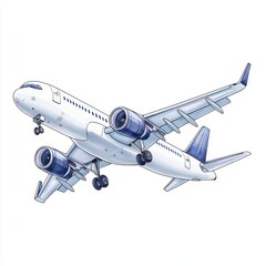 Fototapeta premium Airplane in Flight with Blue Accents and Detailed Features