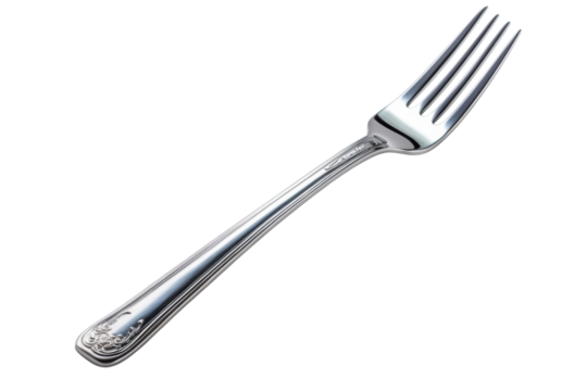 Elegant silver fork placed on a clean white surface for dining setting