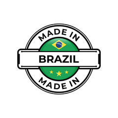 Made in Brazil label icon emblem isolated on white background