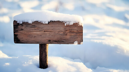 Naklejka premium Wooden sign board snow covered with copy space for text. Snowbound. Illustration