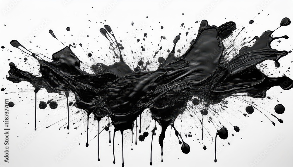 Aufkleber striking abstract grunge splatter artwork highcontrast black ink splashes creating a mesmerizing tex
