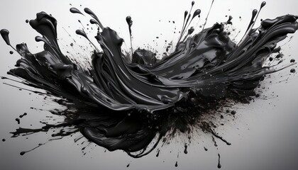 Vibrant and Expressive Abstract Artwork A Striking Splash of Black Paint on Transparent Background, Showcasing an Isolated Painting Brush Splash in High Definition.
