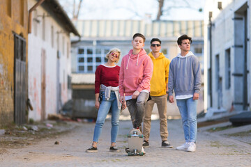 Group of young adults having fun outdoors