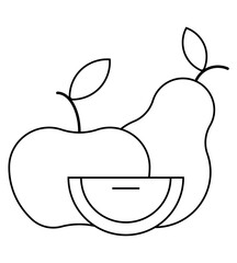 Eat, vector icon, black and white, apple, pear, orange, vector illustration, 10EPS