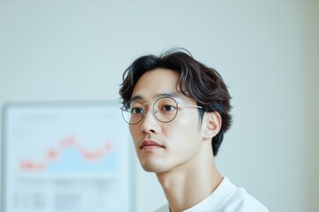 Focused Learning Young Asian Male Engaged with Digital Education in Bright Study Environment