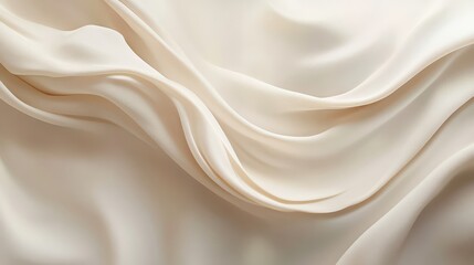 Elegant waves of flowing ivory silk fabric creating a soft and luxurious texture