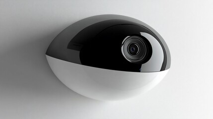 Modern security camera, sleek design, wall-mounted.