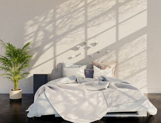 Large luxury modern bright interiors Living room mockup illustration 3D rendering image