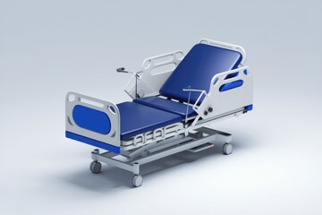 Modern hospital bed with adjustable features, designed for patient comfort and ease of use.