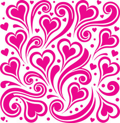 abstract swirls pattern with hearts