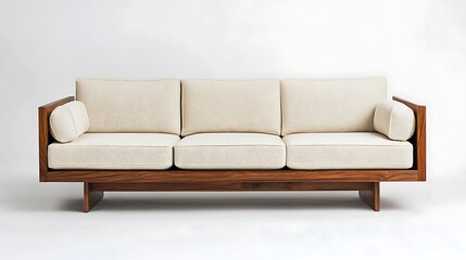 Modern sofa with a sleek, low-profile design and soft, comfortable cushions 