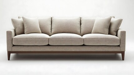 Modern sofa with clean lines, a minimalist design, and neutral tones 