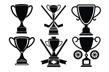 set of trophy shillouette vector illustration