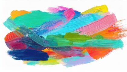 Obraz premium Striking Abstraction Isolated Brush Strokes Against a White Backdrop, Embracing the Vibrancy and Freedom of Abstract Art