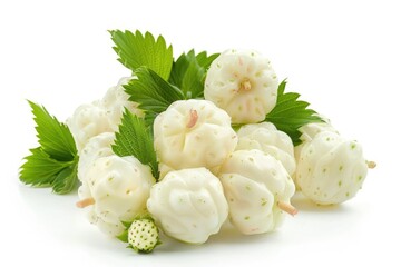 High-Quality Image of Rare White Strawberries isolated on a Clean White Background