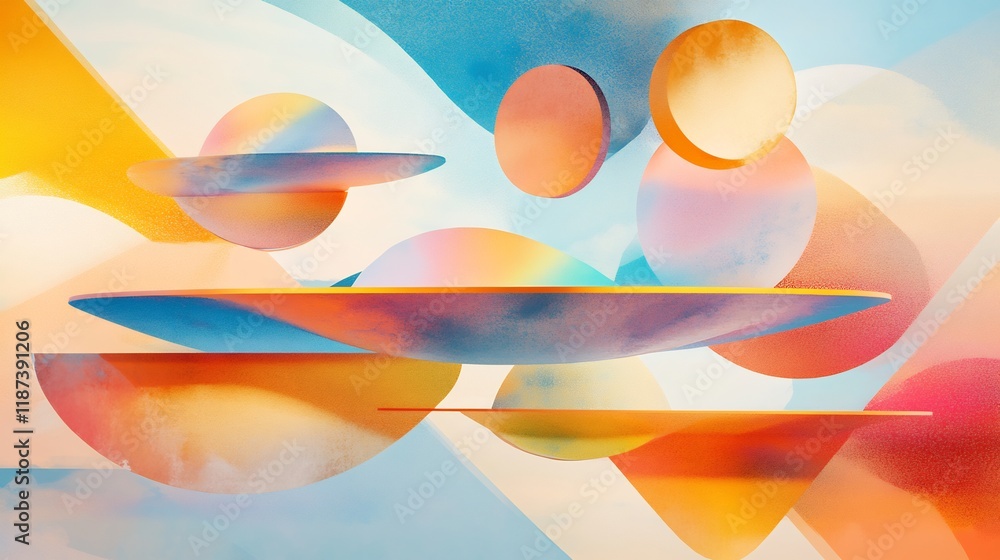 Poster Artistic rendering of social equity initiative featuring balanced shapes gradient patterns symbolizing opportunity distribution