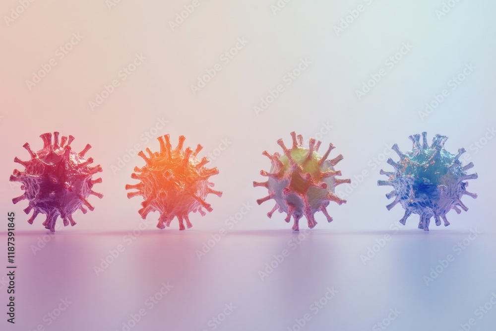 Poster progression of viral forms from simple structures to complex entities showcasing variation and evolu