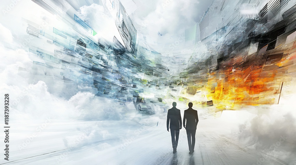 Poster Artistic rendering of business transformation dynamic layer symbolizing change management innovation
