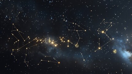 Creative visualization of celestial patterns highlighting star alignments astrological symbols