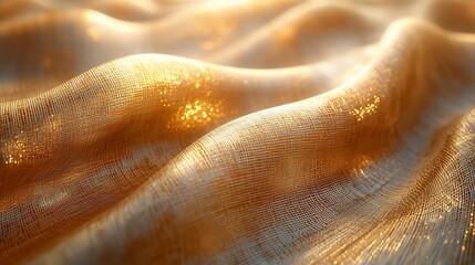 Golden fabric texture with soft light.