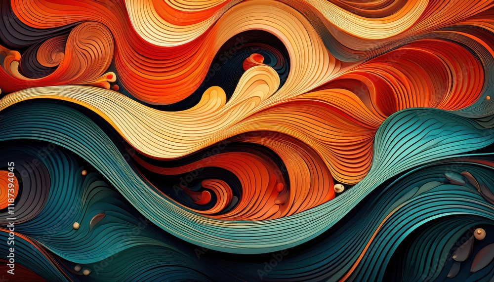 Aufkleber striking closeup of an abstract pattern, showcasing intricate geometric shapes, vibrant colors, and 