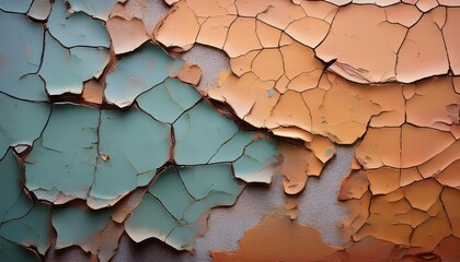 Aging Wall Texture Closeup of Damaged Paint on Rough Surface Showcasing Wear and Time, Revealing Layers of History
